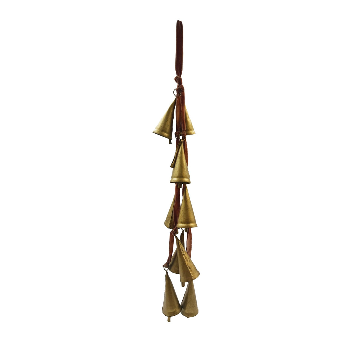 Velvet Ribbon Door Hanger with 10 Cone Shaped Bells