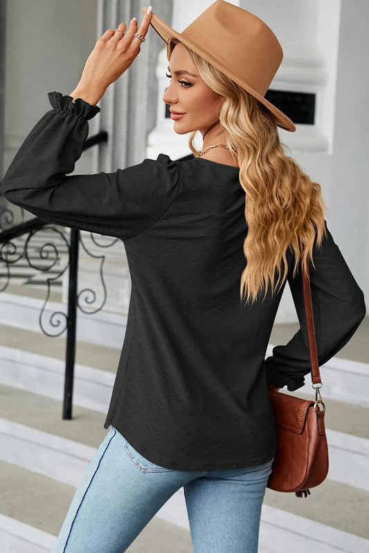 🌸 Round Neck Flounce Sleeve T-Shirt