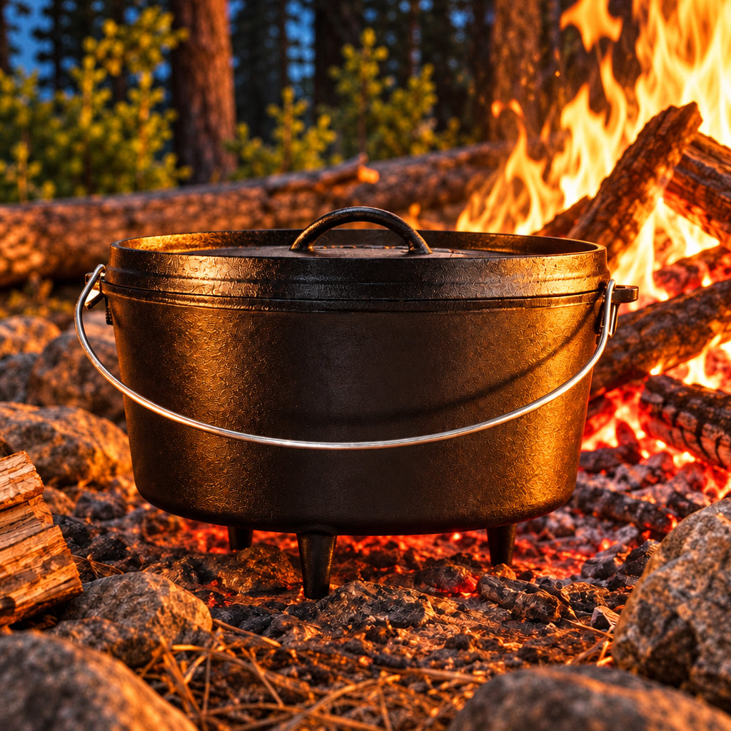 8-Quart Deep Seasoned Cast Iron Dutch Oven with Lid and Metal Handle