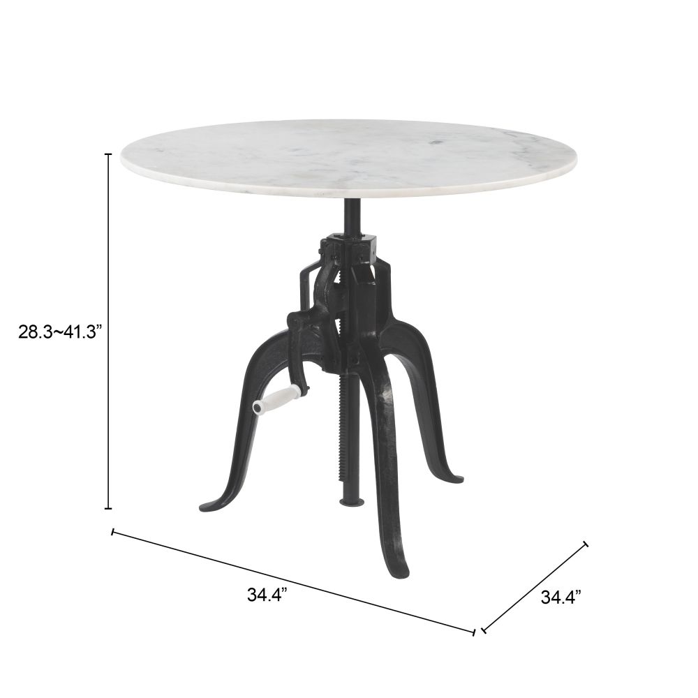 Mufid White Marble Top Round Bistro Table