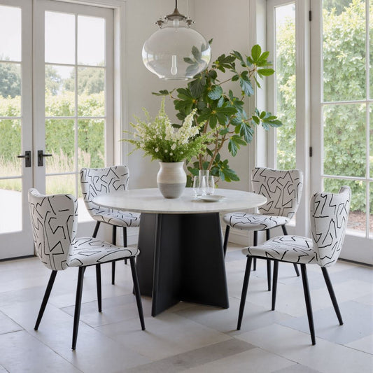 Strela White Marble Top Round Dining Table