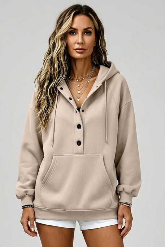 Women's Loose-Fit Pullover Hoodie with Pockets
